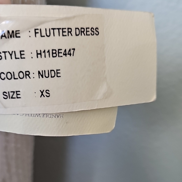 Gryphon Nude Flutter Fancy Hand Beaded Fairy Sleeveless Midi Dress NWT XS - Picture 9 of 16